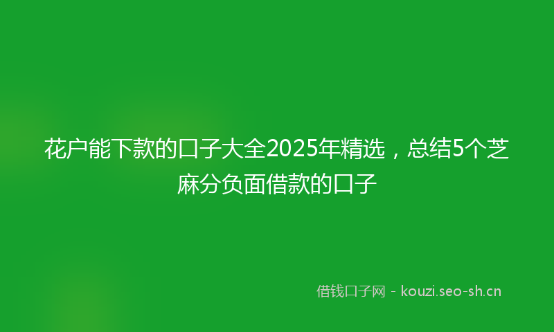 花户能下款的口子大全2025年精选，总结5个芝麻分负面借款的口子