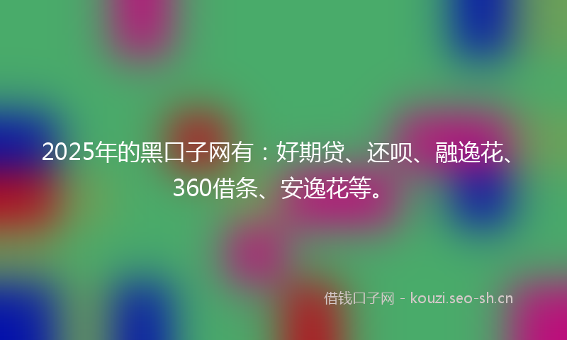2025年的黑口子网有：好期贷、还呗、融逸花、360借条、安逸花等。