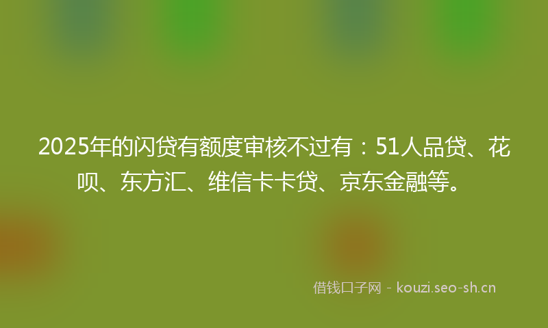 2025年的闪贷有额度审核不过有：51人品贷、花呗、东方汇、维信卡卡贷、京东金融等。