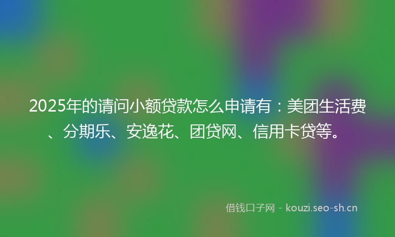 2025年的请问小额贷款怎么申请有：美团生活费、分期乐、安逸花、团贷网、信用卡贷等。