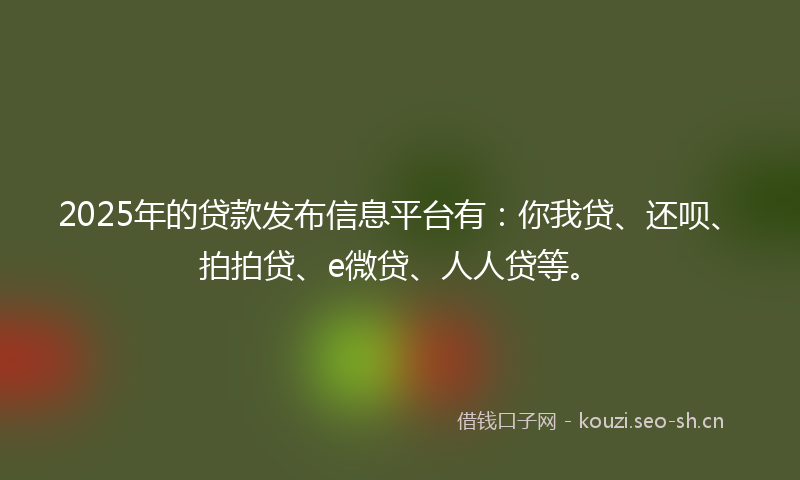 2025年的贷款发布信息平台有：你我贷、还呗、拍拍贷、e微贷、人人贷等。
