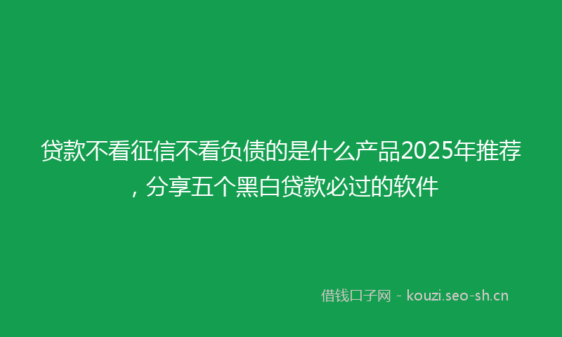 贷款不看征信不看负债的是什么产品2025年推荐，分享五个黑白贷款必过的软件