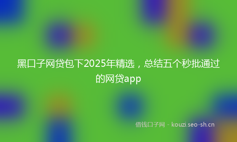 黑口子网贷包下2025年精选，总结五个秒批通过的网贷app