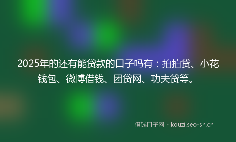 2025年的还有能贷款的口子吗有：拍拍贷、小花钱包、微博借钱、团贷网、功夫贷等。