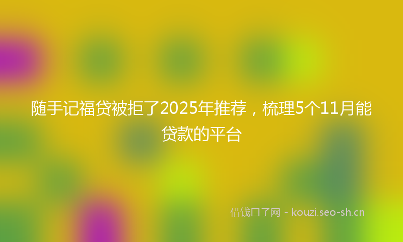 随手记福贷被拒了2025年推荐，梳理5个11月能贷款的平台