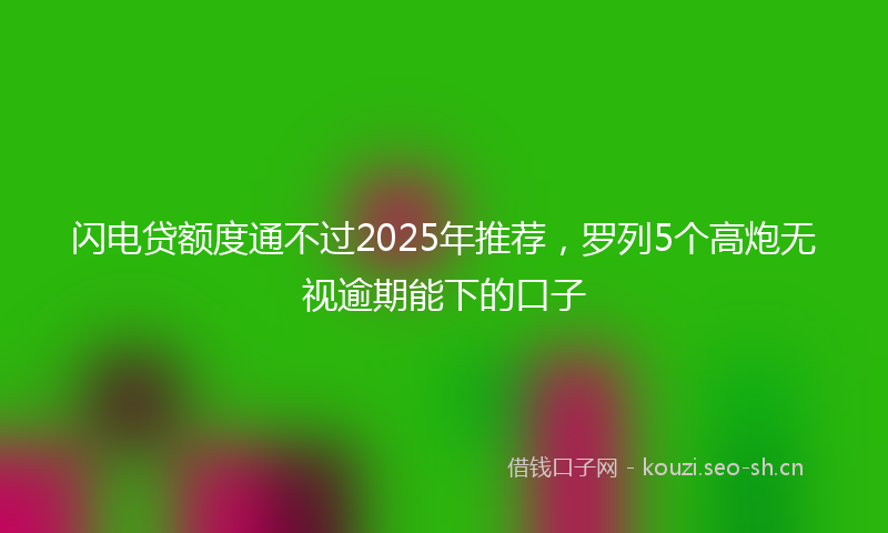 闪电贷额度通不过2025年推荐，罗列5个高炮无视逾期能下的口子
