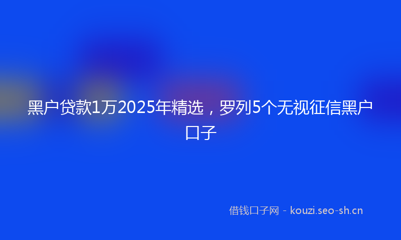 黑户贷款1万2025年精选，罗列5个无视征信黑户口子