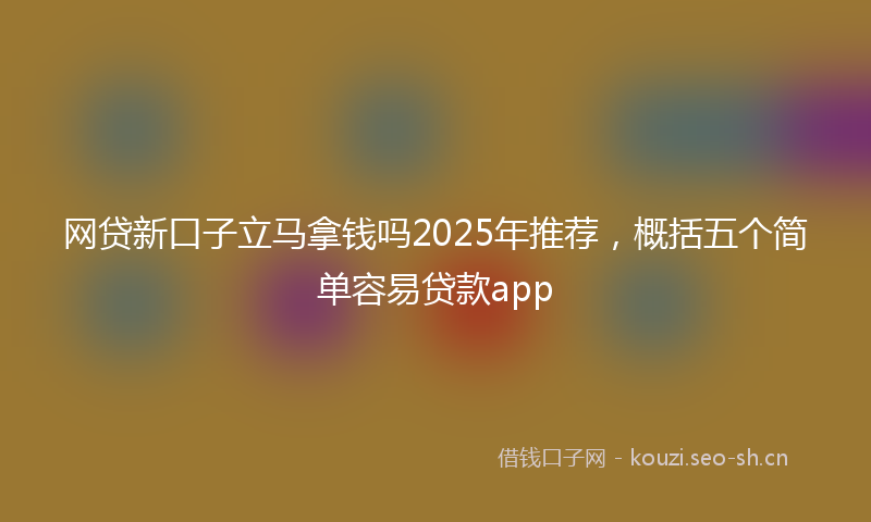 网贷新口子立马拿钱吗2025年推荐，概括五个简单容易贷款app