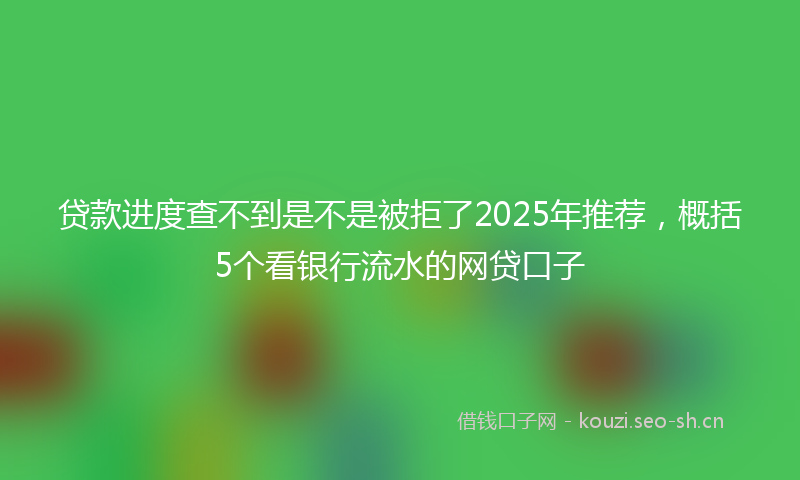 贷款进度查不到是不是被拒了2025年推荐，概括5个看银行流水的网贷口子