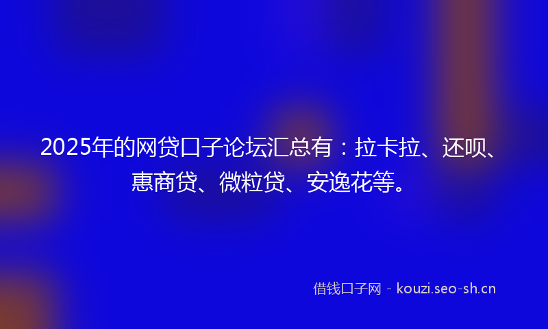 2025年的网贷口子论坛汇总有：拉卡拉、还呗、惠商贷、微粒贷、安逸花等。