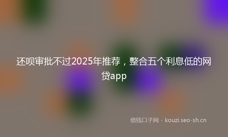 还呗审批不过2025年推荐，整合五个利息低的网贷app