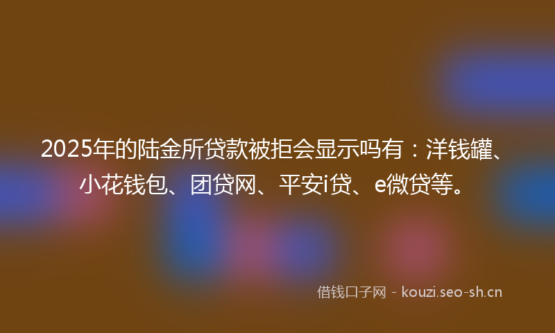 2025年的陆金所贷款被拒会显示吗有：洋钱罐、小花钱包、团贷网、平安i贷、e微贷等。