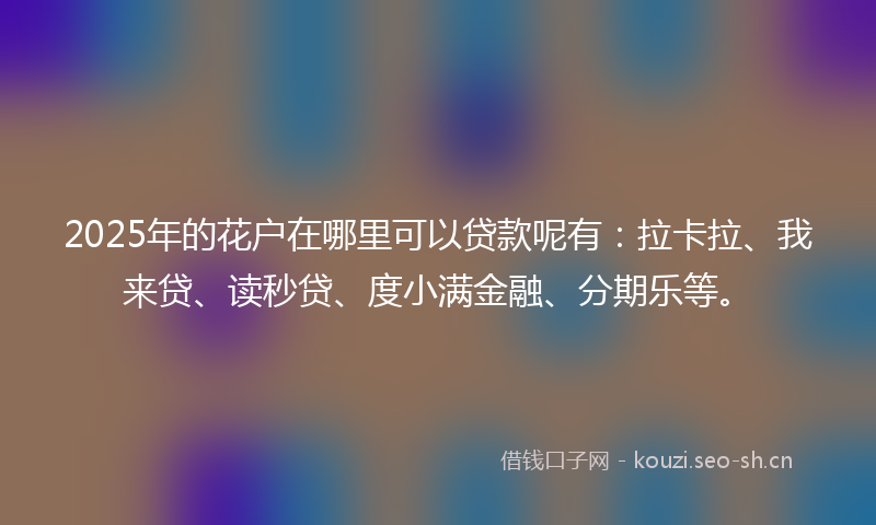 2025年的花户在哪里可以贷款呢有：拉卡拉、我来贷、读秒贷、度小满金融、分期乐等。