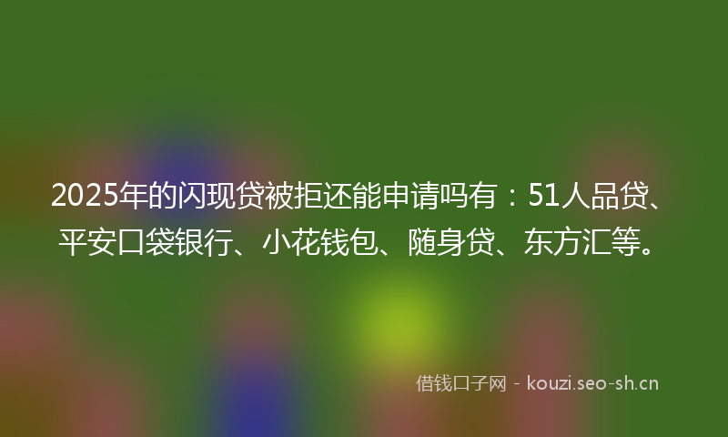 2025年的闪现贷被拒还能申请吗有：51人品贷、平安口袋银行、小花钱包、随身贷、东方汇等。