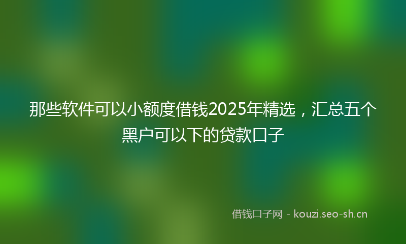 那些软件可以小额度借钱2025年精选，汇总五个黑户可以下的贷款口子
