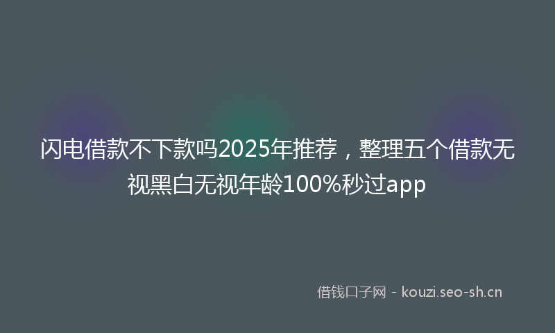 闪电借款不下款吗2025年推荐，整理五个借款无视黑白无视年龄100%秒过app
