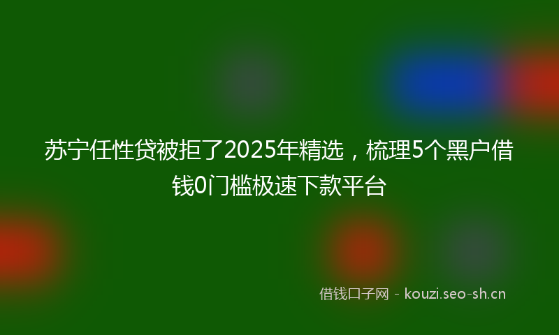 苏宁任性贷被拒了2025年精选，梳理5个黑户借钱0门槛极速下款平台