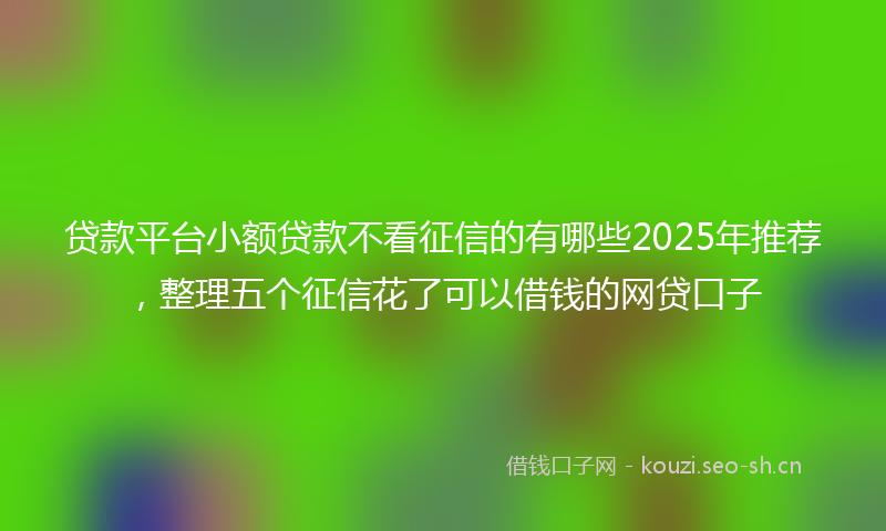 贷款平台小额贷款不看征信的有哪些2025年推荐，整理五个征信花了可以借钱的网贷口子