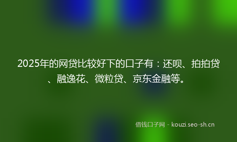 2025年的网贷比较好下的口子有：还呗、拍拍贷、融逸花、微粒贷、京东金融等。