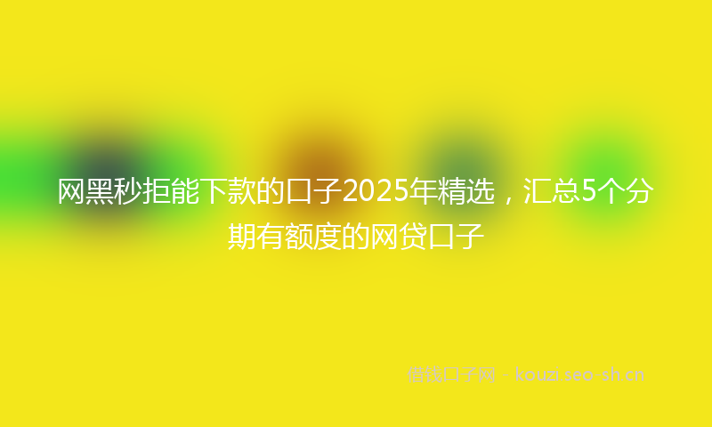 网黑秒拒能下款的口子2025年精选，汇总5个分期有额度的网贷口子