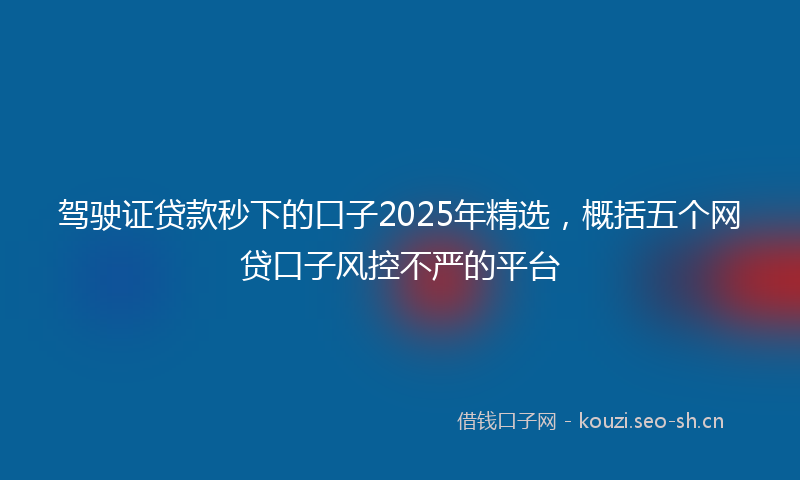 驾驶证贷款秒下的口子2025年精选，概括五个网贷口子风控不严的平台