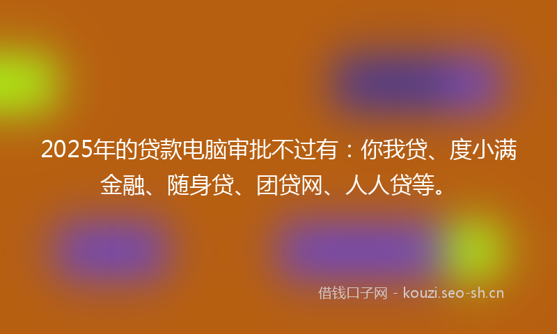 2025年的贷款电脑审批不过有：你我贷、度小满金融、随身贷、团贷网、人人贷等。