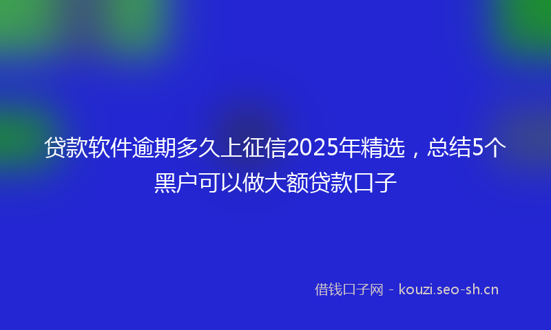 贷款软件逾期多久上征信2025年精选，总结5个黑户可以做大额贷款口子
