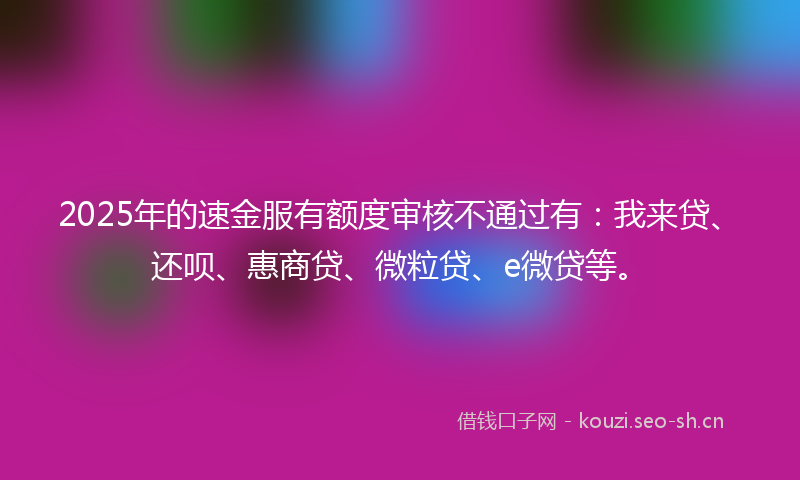 2025年的速金服有额度审核不通过有：我来贷、还呗、惠商贷、微粒贷、e微贷等。