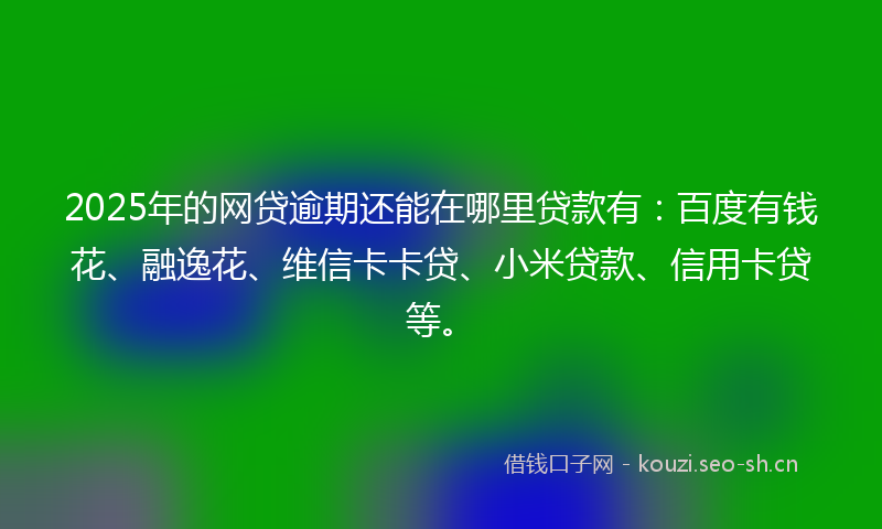 2025年的网贷逾期还能在哪里贷款有：百度有钱花、融逸花、维信卡卡贷、小米贷款、信用卡贷等。