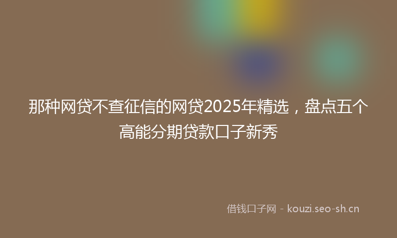那种网贷不查征信的网贷2025年精选，盘点五个高能分期贷款口子新秀