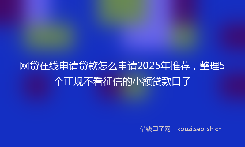 网贷在线申请贷款怎么申请2025年推荐，整理5个正规不看征信的小额贷款口子