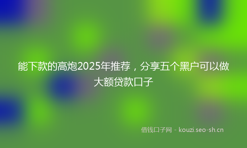 能下款的高炮2025年推荐，分享五个黑户可以做大额贷款口子