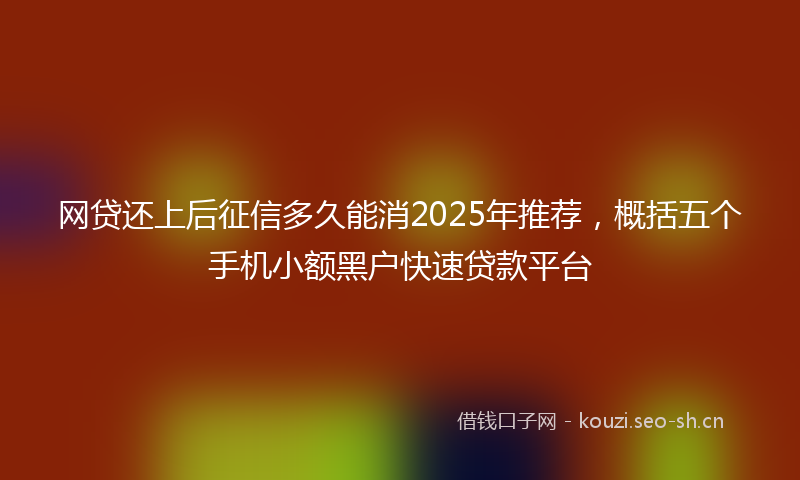 网贷还上后征信多久能消2025年推荐，概括五个手机小额黑户快速贷款平台