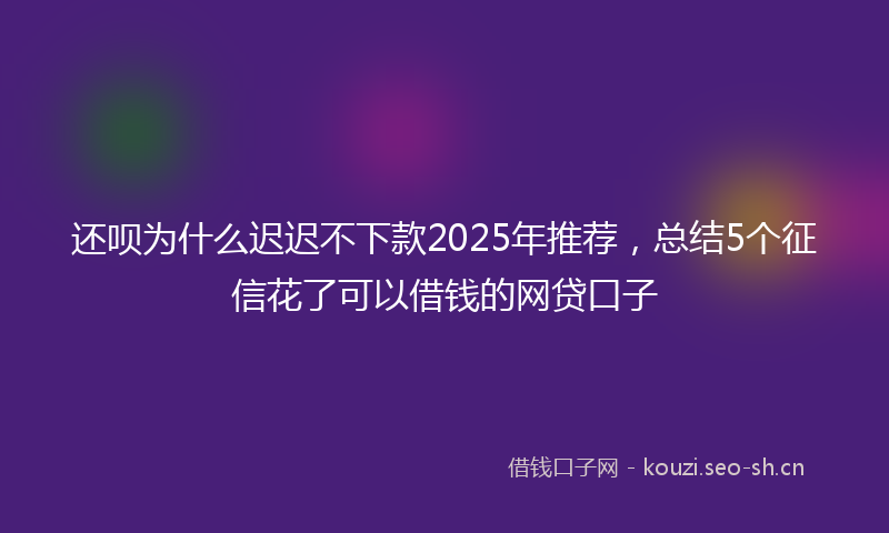 还呗为什么迟迟不下款2025年推荐，总结5个征信花了可以借钱的网贷口子