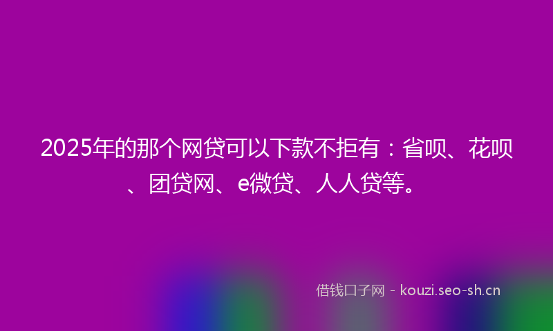 2025年的那个网贷可以下款不拒有：省呗、花呗、团贷网、e微贷、人人贷等。