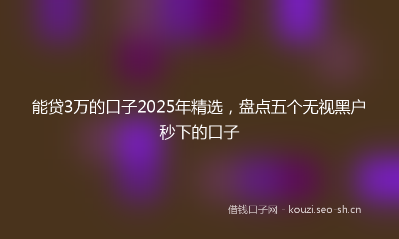 能贷3万的口子2025年精选，盘点五个无视黑户秒下的口子