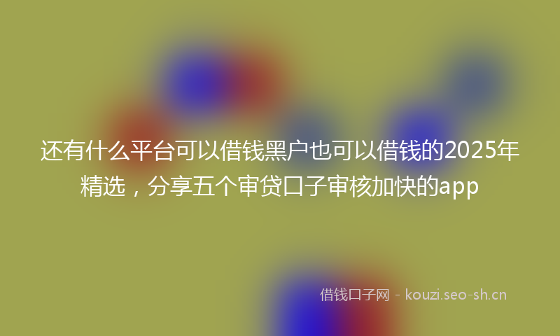 还有什么平台可以借钱黑户也可以借钱的2025年精选，分享五个审贷口子审核加快的app