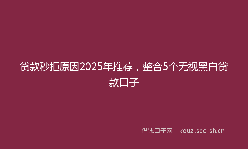 贷款秒拒原因2025年推荐，整合5个无视黑白贷款口子