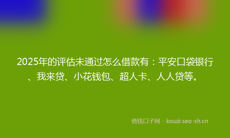2025年的评估未通过怎么借款有：平安口袋银行、我来贷、小花钱包、超人卡、人人贷等。