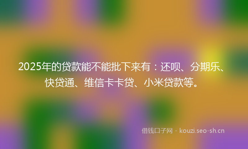 2025年的贷款能不能批下来有：还呗、分期乐、快贷通、维信卡卡贷、小米贷款等。