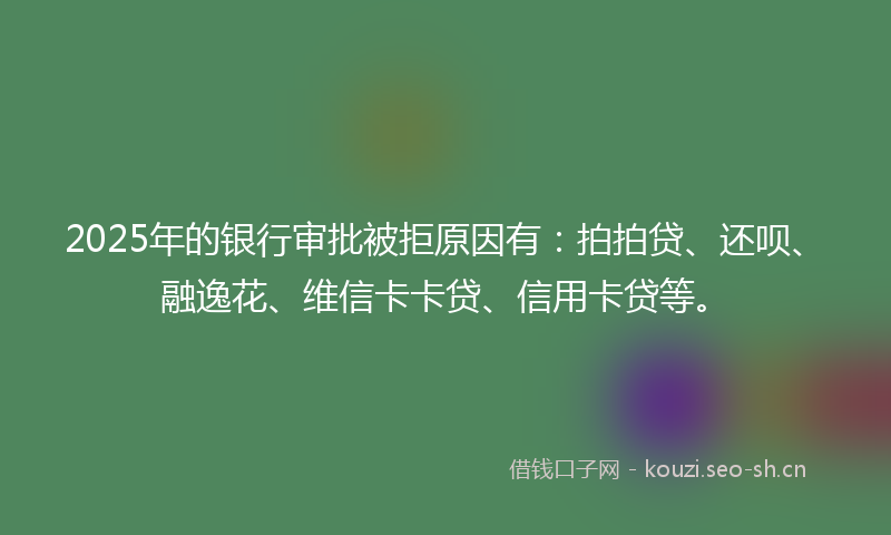 2025年的银行审批被拒原因有：拍拍贷、还呗、融逸花、维信卡卡贷、信用卡贷等。