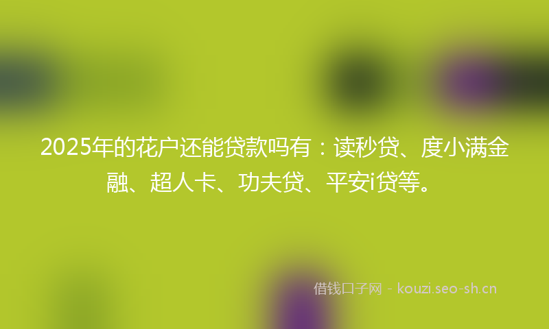 2025年的花户还能贷款吗有：读秒贷、度小满金融、超人卡、功夫贷、平安i贷等。