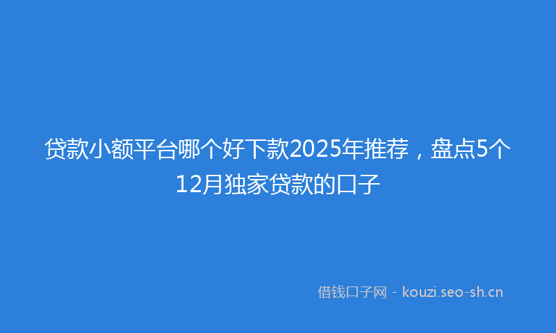 贷款小额平台哪个好下款2025年推荐，盘点5个12月独家贷款的口子