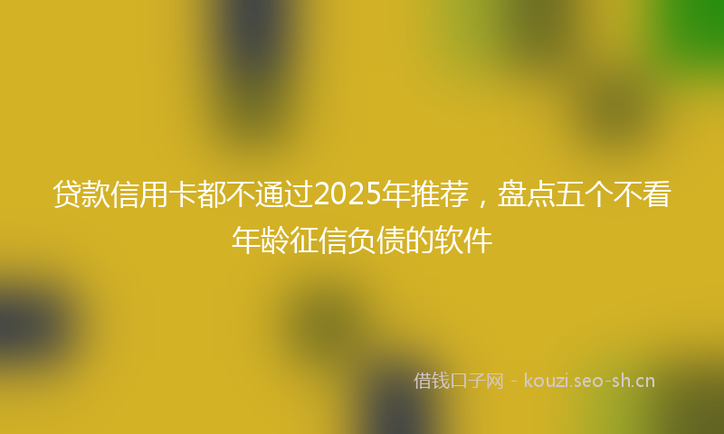 贷款信用卡都不通过2025年推荐，盘点五个不看年龄征信负债的软件