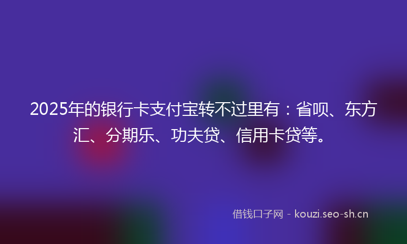 2025年的银行卡支付宝转不过里有：省呗、东方汇、分期乐、功夫贷、信用卡贷等。