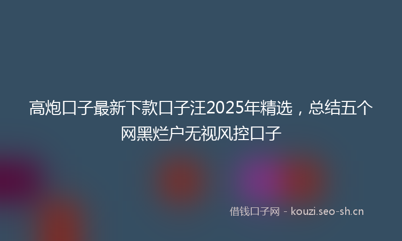 高炮口子最新下款口子汪2025年精选，总结五个网黑烂户无视风控口子