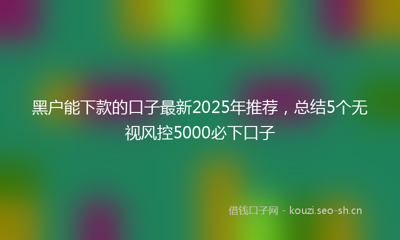黑户能下款的口子最新2025年推荐，总结5个无视风控5000必下口子