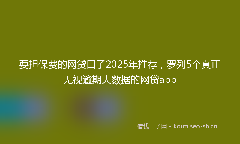 要担保费的网贷口子2025年推荐，罗列5个真正无视逾期大数据的网贷app