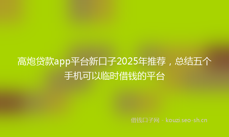 高炮贷款app平台新口子2025年推荐，总结五个手机可以临时借钱的平台