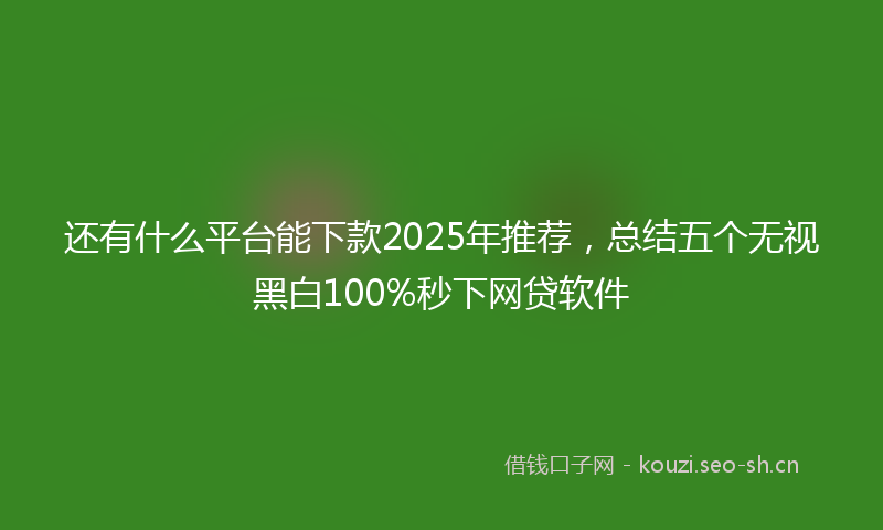 还有什么平台能下款2025年推荐，总结五个无视黑白100%秒下网贷软件